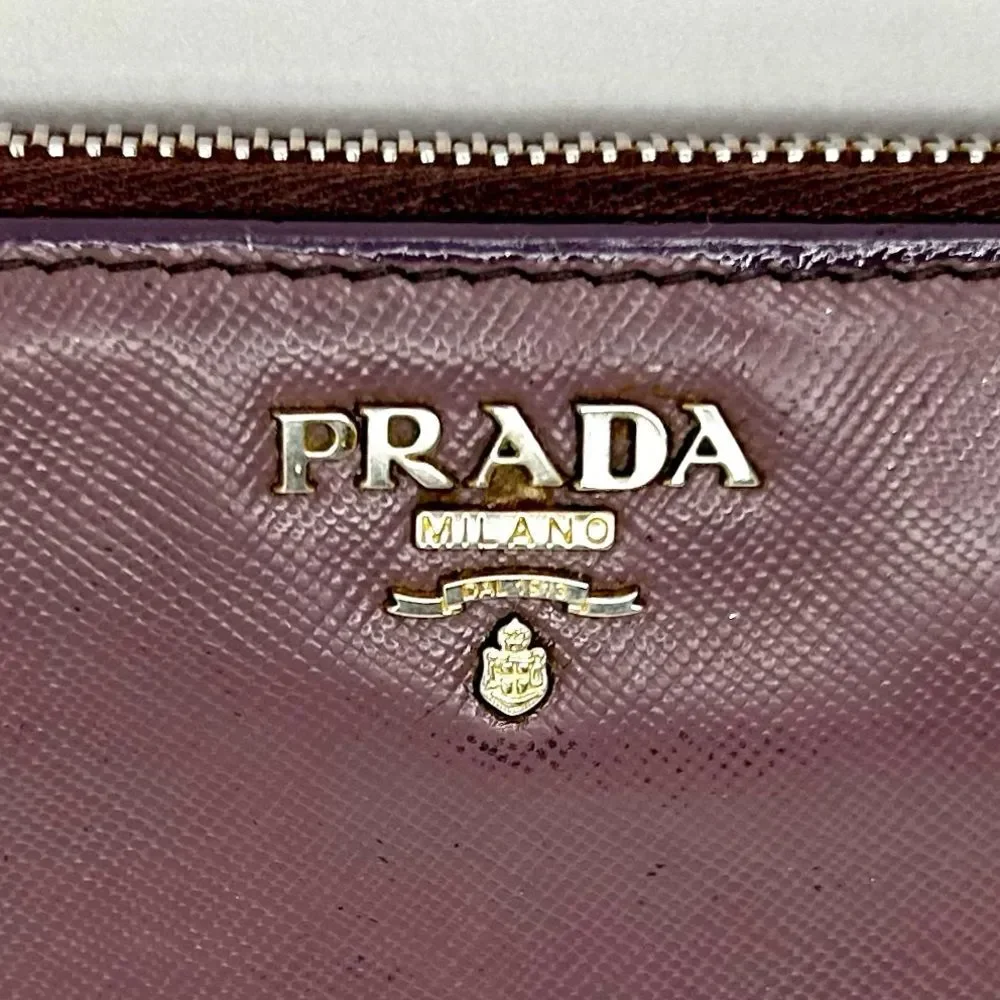 Prada Purple Saffiano Leather Zippy Wallet